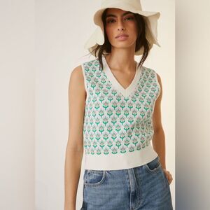 Anthropologie MAEVE Jacquard Sweater Vest XS NWOT